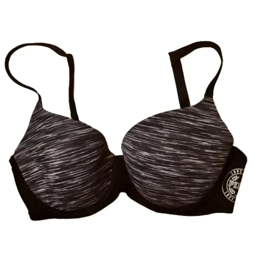 NWOT PINK by Victoria's Secret black & white, lined bra Size 32DD